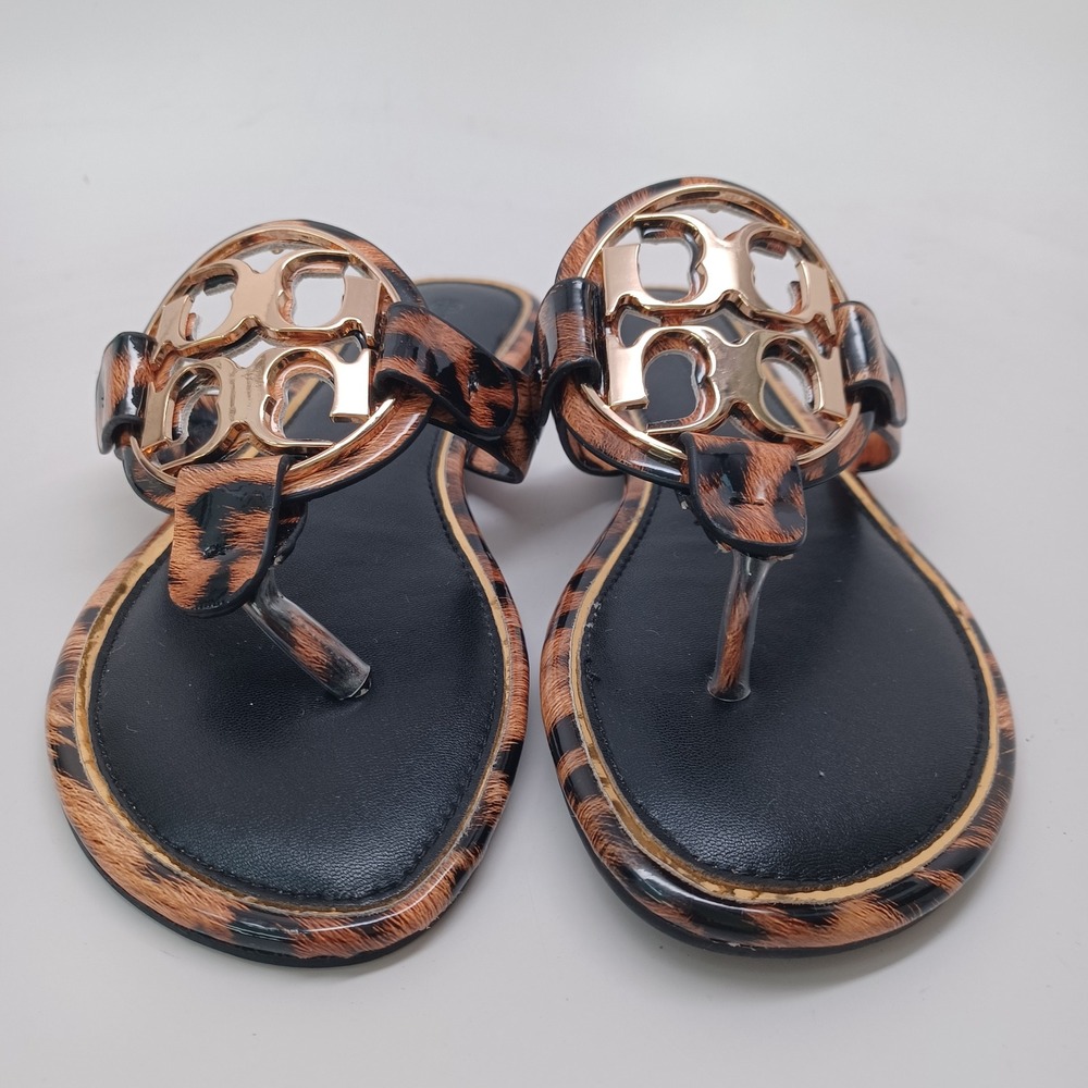 Tory Burch Sandal Patent Leopard Print Flats Womens US 7 or 7.5 - Picture 3 of 13